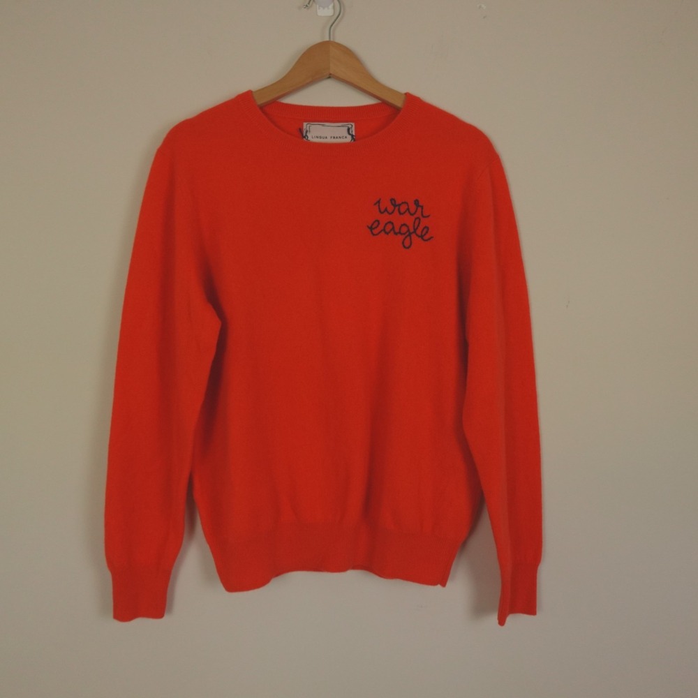 Lingua Franca‎ Cashmere Sweater War Eagle Auburn Gameday